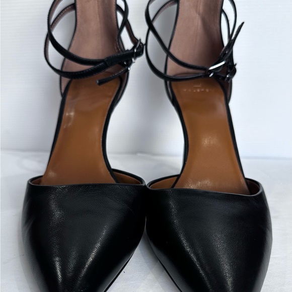 Halston LONDON Womens Sz 9M BLACK SHEEP NAPPALeather STILETO High Heel Ankle Str - Picture 2 of 14